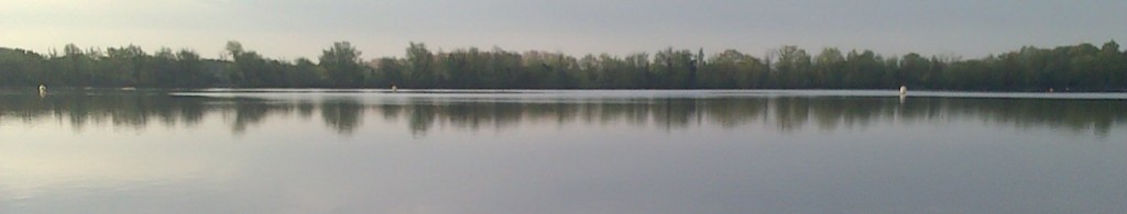 A view across Ellis Water fishing lake near Shepperton