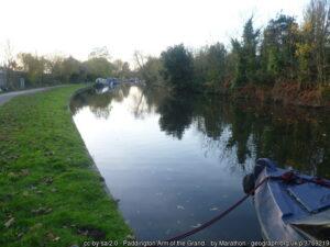 An autumn view of the Paddington Arm of the Grand Union Canal near Kensal Town