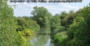 A view of the Thames angling venue at Duxford on a sunny summer day