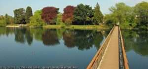 A view of Hinksey Lake angling venue in Oxford on a sunny summer day