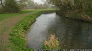 A view of the River Loddon angling venue near Sherfield on a cloudy day