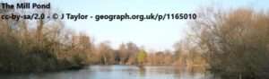 Looking across the Mill Pond angling venue on a bright winter day